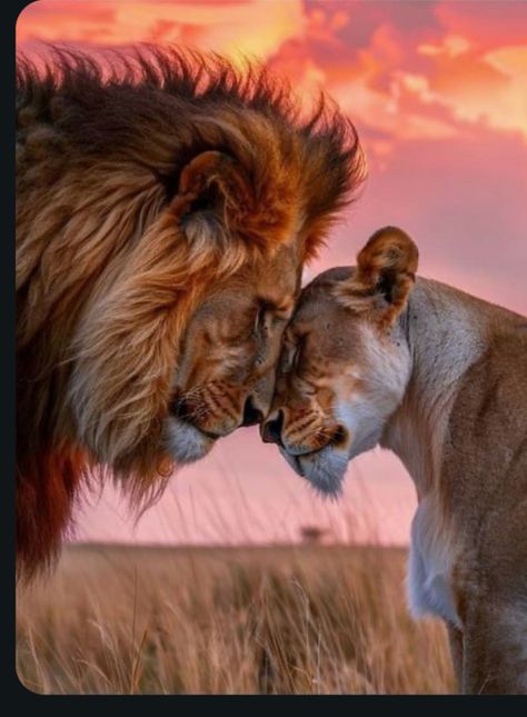 Lion Love Couple, Lioness Images, Tiger Couple, Lion Photos, Animal Couple, Lion Photo, Soul Energy, Lion Couple, Lion King Drawings