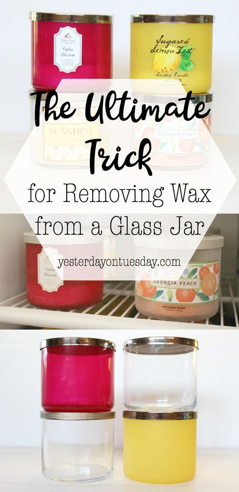 The Ultimate Trick for Removing Wax from a Glass Candle Jar: The simplest way to get rid of candle wax so you can reuse and recycle the glass jar. | candle | wax | removing candle wax | household hack | Removing Wax From Candle Jars, Reuse Candle, Reuse Candle Jars, Repurpose Candle Jars, Candle Reuse, Candle Hack, Candle Wax Removal, Empty Candle Jars, Yankee Candle Jars