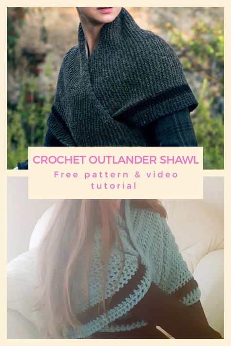 Crochet Outlander, Outlander Crochet, Outlander Shawl, Outlander Patterns, Outlander Knitting Patterns, Lidia Crochet Tricot, Outlander Knitting, Crochet Shawl Pattern Free, Easy Crochet Projects