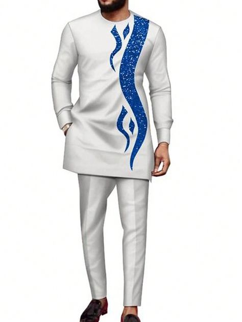 Kaftan Men's Suit Embroidered Top Trousers African  Casual Traditional Cloth 2 Pieces Suit Wedding Dress Fashionable Men's Suit Light Grey     Colorblock,Graphic,Textured Pattern  Slight Stretch All Men Traditional & Cultural Wear, size features are:Bust: ,Length: ,Sleeve Length: Men Kaftan Designs, Suit Wedding Dress, Men African Wear, Suit For Men Wedding, Men African Fashion, Cultural Wear, Kaftan For Men, African Wear For Men, Men Kaftan