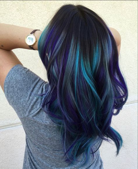 Exotic Hair Color, Oil Slick Hair, Jojo Levesque, Side Pony, Hair Dye Tips, Galaxy Hair, Hair Color Underneath, Vivid Hair Color, Hair Color Unique