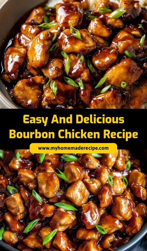 This Easy and Delicious Bourbon Chicken is a sweet and savory dish that’s sure to please! Serve it over rice for a satisfying dinner that’s quick to prepare. Easy Bourbon Chicken, Burbon Chicken, Bourbon Chicken Recipe, Juicy Baked Chicken, Bourbon Chicken, Recipe Sweet, Sauce For Chicken, Cast Iron Cooking, Sweet Sauce