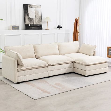 Corduroy Couch, Corduroy Sectional, La Apartment, Corduroy Sofa, Barn Loft, Sofa With Ottoman, Room Couches, Couch With Ottoman, Sectional Sofas Living Room