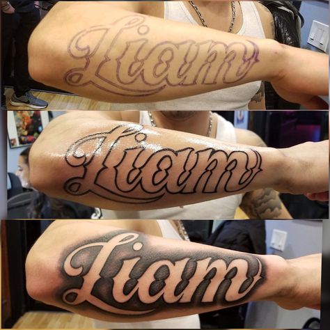 #nametattoos #forearm #forearmtattoos #forearmtattoosformen #sons #fathertattoo #blackandgrey #blackandgreytattoo Brayden Tattoo Name, Forearm Last Name Tattoos, Name Sleeve Tattoo, Forearm Tattoos Names, Forearm Tattoos Lettering, Graffiti Name Tattoo, Name Font Tattoo Ideas, Name Forearm Tattoo Men, Forearm Tattoo Lettering