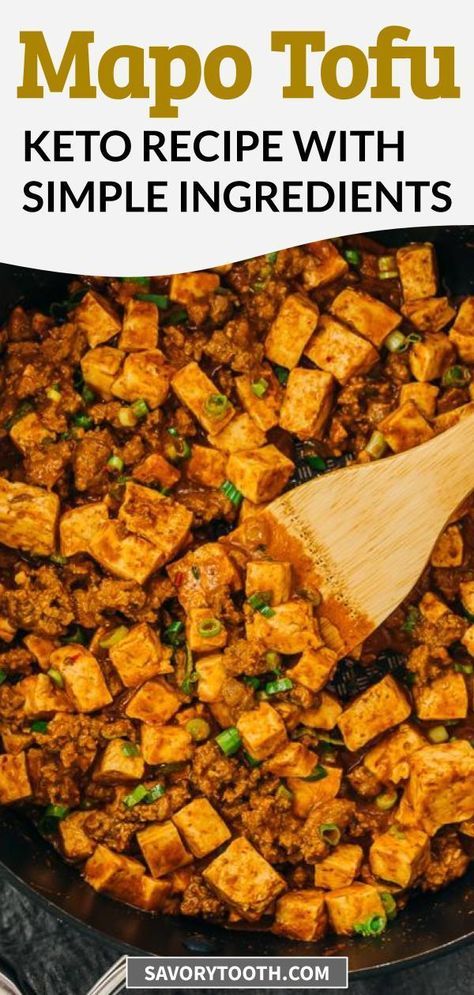 This is a quick and easy, keto version of the popular Chinese dish mapo tofu. Tofu cubes and ground meat are cooked on the stovetop with a boldly flavorful spicy sauce. This recipe is not only low carb but also easily modified for vegetarian and vegan diets. Low Carb Tofu Recipes, Keto Tofu Recipes, Low Carb Tofu, Keto Tofu, Pork Chili Recipe, Mapo Tofu Recipe, Tofu Cubes, Chili Bean, Keto Dishes