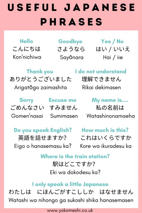 Basic Japanese Words And Phrases, Jepun Language, Japanese Phrases For Travel, Japanese Basic Words, Anime Words Japanese Phrases, Japan Language Learning, Nihongo Learning, Basic Japanese Phrases, Japan Words