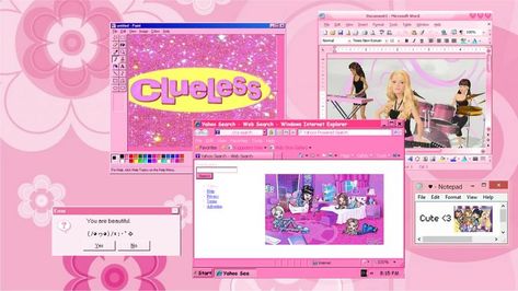 Pink Girl Wallpaper, 2000s Vibes Wallpaper, Computer Desktop Images, Pink Y2k Wallpaper, Y2k Aesthetic Wallpaper, Desktop Images, Hello Kitty Rooms, Cute Laptop Wallpaper, Desktop Wallpaper Art