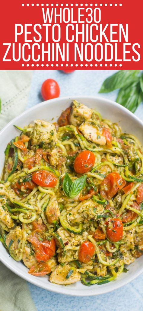 Whole30 Pesto, Chicken Zoodles, Dinner Paleo, Healthy Pesto, Easy Whole 30 Recipes, Zoodle Recipes, Chicken Zucchini, Huevos Rancheros, Simple Dinner