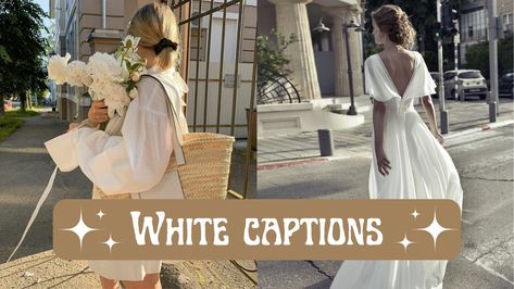 White dress captions, white captions, white outfit captions, navratri captions, white color captions All White Outfit Caption, White Kurti Captions For Instagram, Caption For White Dress For Instagram, Caption For White Outfit, White Dress Caption, White Outfit Quotes, White Outfit Captions Instagram, White Dress Captions Instagram, 1st Day Of Navratri