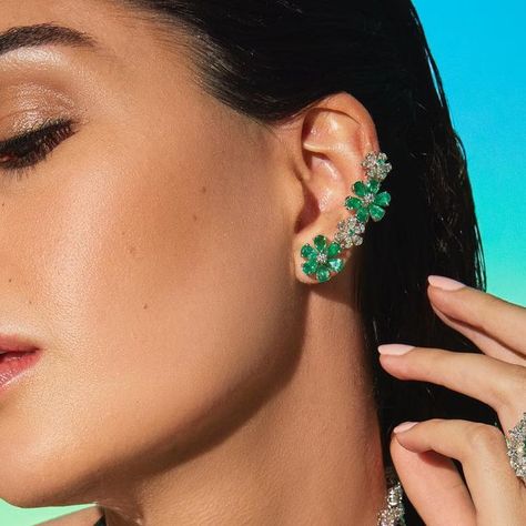 Diamantina Fine Jewels on Instagram: "Diamantina Bridal 2024 Floral elegance takes an edgy twist with distinct ear cuffs, paired perfectly with a classic diamond choker and an emerald drop necklace for a timeless touch ✨ Outfit: @adabymehar Styling: @spacemuffin27 Photography: @sheldon.santos Muse: @woods.india Make up: @vrushti_harkare Hair: @devendra.pushpa #DiamantinaFineJewels . . . The contents of this post, and their intellectual property rights are exclusively owned by Diamantina Fine Jewels LLP. Any unauthorised use thereof shall attract requisite legal consequences. Emeralds, diamonds, high jewellery, high fashion" Bridal 2024, Intellectual Property Rights, High Jewellery, Property Rights, Diamond Choker, Intellectual Property, Ear Cuffs, Fine Jewels, Drop Necklace