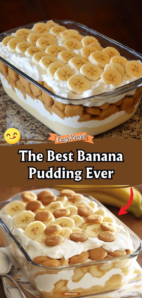 Experience the best banana pudding that's creamy, rich, and loaded with banana flavor. It's a dessert that will keep you coming back for more. #BananaPudding #DessertGoals #SweetTooth Whipped Cream Banana Pudding, Icebox Banana Pudding, Banana Pudding With Cake, Banana Layered Dessert, Ice Box Banana Pudding, Banana Recipe Ideas, Not Yo Mommas Banana Pudding, Banana Pudding Truffles, Grandmas Banana Pudding Recipe