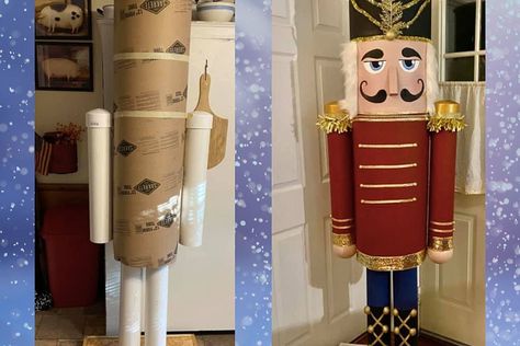 How To Make a Life-Size DIY Nutcracker - Start to Finish Orašar Diy, How To Make Nutcrackers Diy, How To Make Nutcrackers, How To Make A Life Size Nutcracker, Nutcracker Ideas Christmas Decor, Christmas Grotto Ideas Diy, Diy Lifesize Nutcracker, Diy Life Size Nutcracker, Life Size Nutcracker Diy