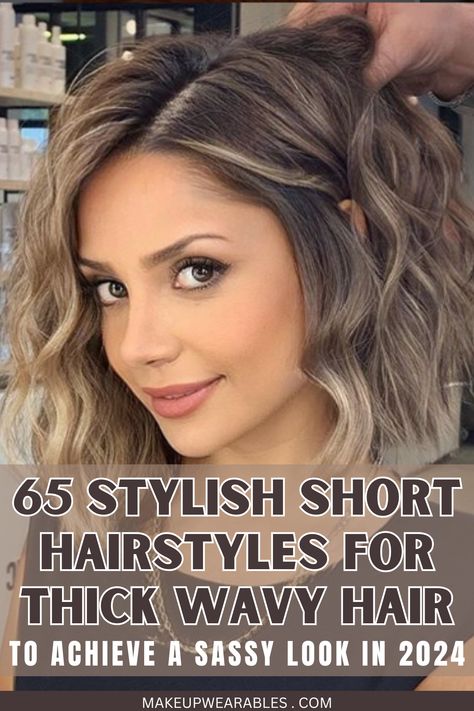 Best Short Hairstyles for Thick and Wavy Hair Short Haircuts For Thick Hair Wavy Shoulder Length, Haircuts For Women With Thick Wavy Hair, Short Medium Wavy Hair, Short Hair With Layers Wavy, How To Style Curly Bob Hairstyles, Big Waves Short Hair, Bob Hairstyles Thick Wavy Hair, Wavy Hair Lob Haircut, Short Thick Wavy Hairstyles