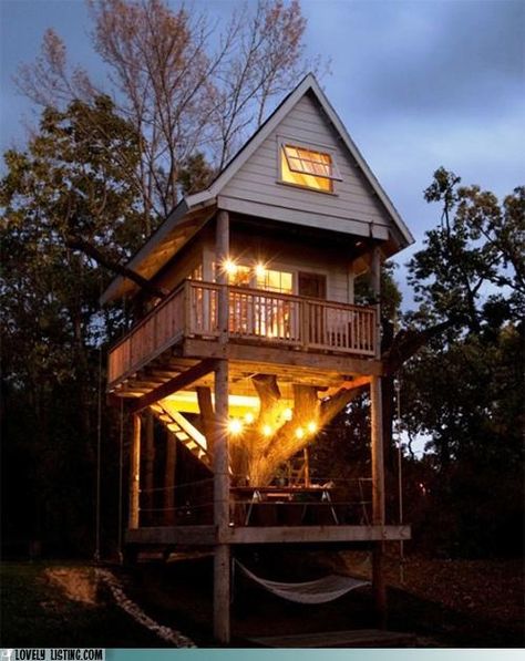 Adult Tree House, Mini Chalet, Apartment Therapy House Tours, Houses Exterior, Lake Houses, Cool Tree Houses, A Small House, Tree House Designs, Unusual Homes