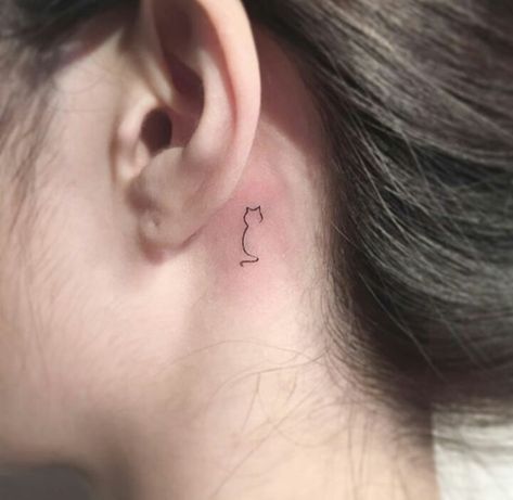 Tattoos For Women Cat, Tiny Cat Tattoo, Community Tattoo, Tiny Tattoos For Women, Behind Ear Tattoos, International Tattoo, Tattoo Behind Ear, Lady Bug Tattoo, Z Tattoo