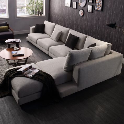 L Sofa Living Room Modern, Lshapesofa Modern, 7 Seater Sofa Design Living Rooms, Lshapesofa Living Room, L Shape Sofa Living Room Modern Luxury, L-shape Sofa, Couch Shapes, Green Sofa Decor, Sectional For Living Room