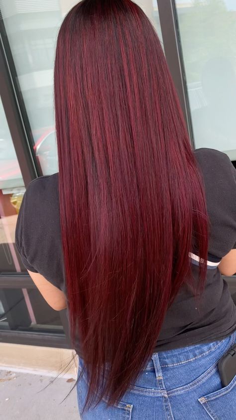 Dark Wine Hair, Dark Cherry Red Hair, Deep Cherry Red Hair, Dark Cherry Hair, Wine Red Hair Color, Auburn Red Hair Color, Red Violet Hair Color, Straight Red Hair, Deep Red Hair Color