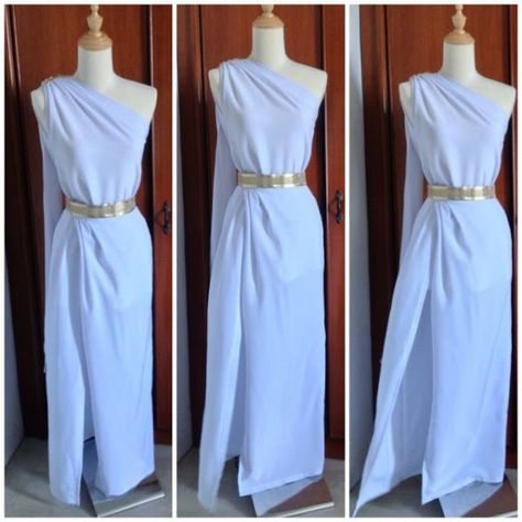 39 Last Minute DIY Halloween Costumes To Petrify and Please Athena Costume, Greek Toga, Greek God Costume, Toga Dress, Toga Costume, Greek Goddess Dress, Diy Toga, Goddess Costume Diy, Greek Goddess Costume Diy