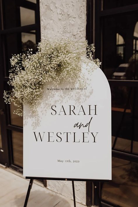 Black and White at Howe Farms, wedding welcome sign, baby;s breath, minimal and modern wedding Howe Farms, Black And White Wedding Theme, Dream Wedding Decorations, White Wedding Theme, Wedding Entrance, Black White Wedding, Future Wedding Plans, Wedding Mood Board, Baby's Breath