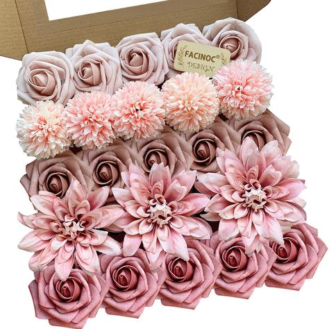 PRICES MAY VARY. Silk Flowers, Foam Flowers Pink Roses Artificial Flowers Set Quantity: A combo box packs a variety of flowers as vintage or rustic themed wedding. A total of 23 pink fake flowers and 6 leaves, including mixed silk and foam dusty pink roses artificial flowers with stems Ideal DIY Flowers Bouquets: Handmade dusty pink fake flowers for crafts come with 8 inches long flexible stems, which is easy to install, bend or trim. Perfect to create enchanting wedding bouquets, table centerpi Pink And Grey Wedding Decorations, Dusty Pink Birthday Party Decor, Baby Shower Flower Backdrop, Pink Quinceanera Centerpieces, Pink Rose Baby Shower Ideas, Baby Shower Bear Centerpieces, Round Centerpieces Wedding, Dusty Rose Baby Shower Theme, All Pink Baby Shower