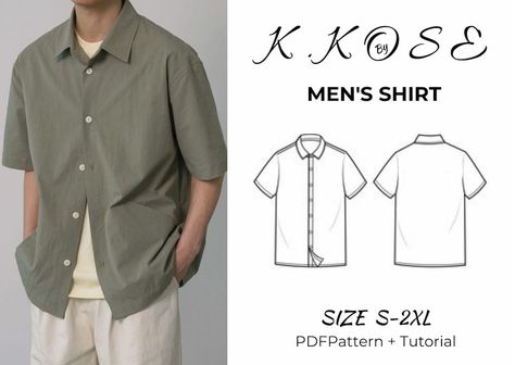 Men Shırt illustrated step by step/Men's shirt with collar/Comfortable and stylish/With the easiest sewing tutorial/Sıze:S-XXL /A4-A0-Letter Men’s Shirt Sewing Pattern, Sewing Men’s Clothes, Mens Flannel Shirt Pattern Sewing, Suit Sewing Pattern Mens, Sew Mens Clothing, Button Up Pattern Sewing, Diy Shirt Sewing Pattern, Button Down Shirt Sewing Pattern, Sewing Projects Men