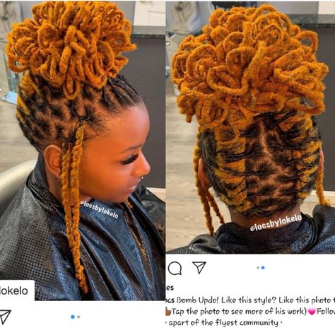 Birthday Locs Hairstyle, Dreadlocks Black Women Styles, Lady Loc Styles, Female Loc Updo Styles, 8 Inch Loc Extensions Styles, Pedal Loc Bun Styles, Loc Hairstyles For Women Birthday, Hairstyle For Dreadlocks, Locks Styles For Women Dread Up Do