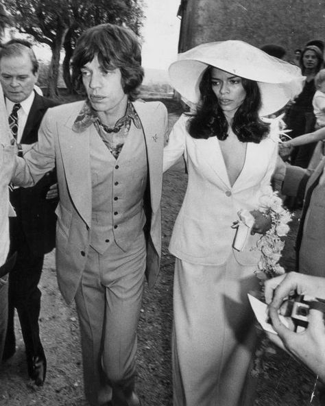 How old is Bianca Jagger, how many children does she have with Mick Jagger and what's her human rights work? Tommy Nutter, 1970s Wedding, Bianca Jagger, Robin Wright, Lauren Bacall, Rachel Mcadams, I'm With The Band, Mick Jagger, Jennifer Garner