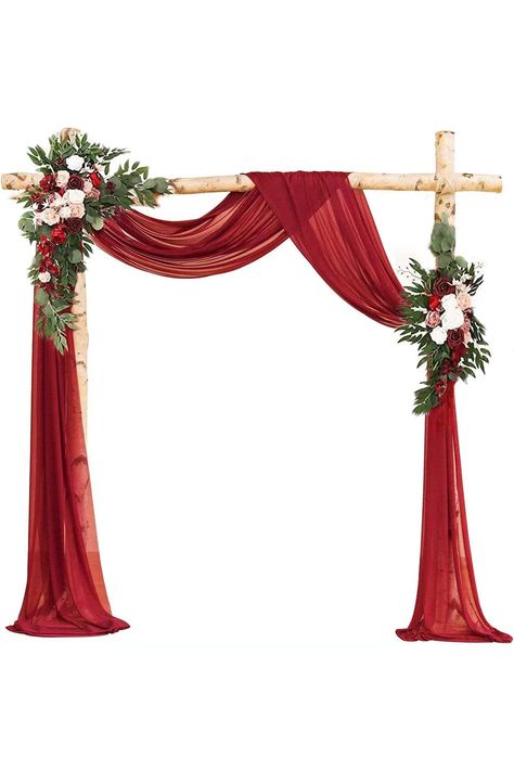 PRICES MAY VARY. 🍁【Wedding Arch Flowers Kit】The wedding decorations for ceremony are plentiful which come with set of 3 for wedding decoration, including 1*left corner flowers + 1*right corner flowers + 1*white chiffon fabric drape + zip tie x3 + metal clip x3 (NOTE: Not Include Wood Stand) 🍁【Perfect Dimensions】The left corner flowers: 90*40cm/ 35.4*15.7in; The right corner flowers: 55*25cm/21.7*9.8in; Semi-sheer drape: 600*68cm/19.7*2.2ft. Perfect for small wedding ceremony arch decor. 🍁【Eas Red Flower Wedding Decoration, Arbor Floral Arrangement, Red Wedding Arch, Wedding Ceremony Arbor, Ceremony Arch Decor, Ceremony Arbor, Personalized Wedding Frames, Wedding Illustration Card, Royal Wedding Invitation