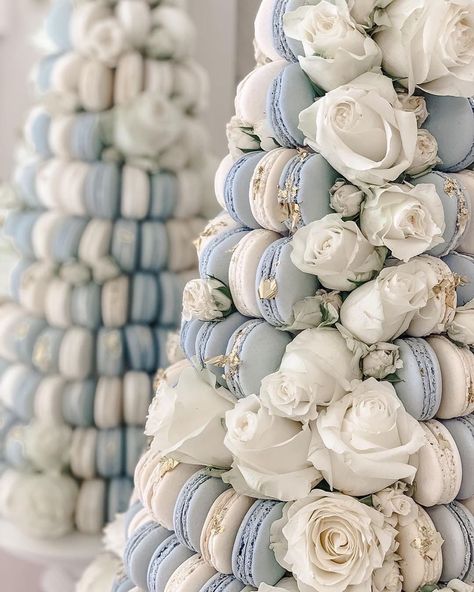 Blush Tablecloth, Macaroon Tower, Macaron Tower, Blue Wedding Inspiration, Blue Themed Wedding, Dusty Blue Weddings, French Macarons, A Love Story, Blue Bridesmaids