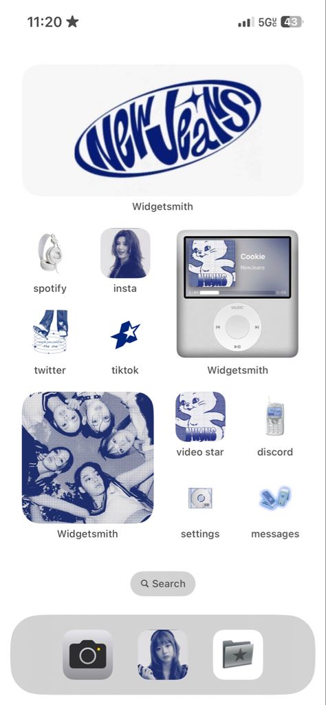 Haerin Phone Layout, New Jeans Themed Phone, Newjeans Iphone Layout, Newjeans Ios Layout, New Jeans Iphone Layout, New Jeans Home Screen, Blue Layout Iphone, New Jeans Phone Theme, New Jeans Phone Layout