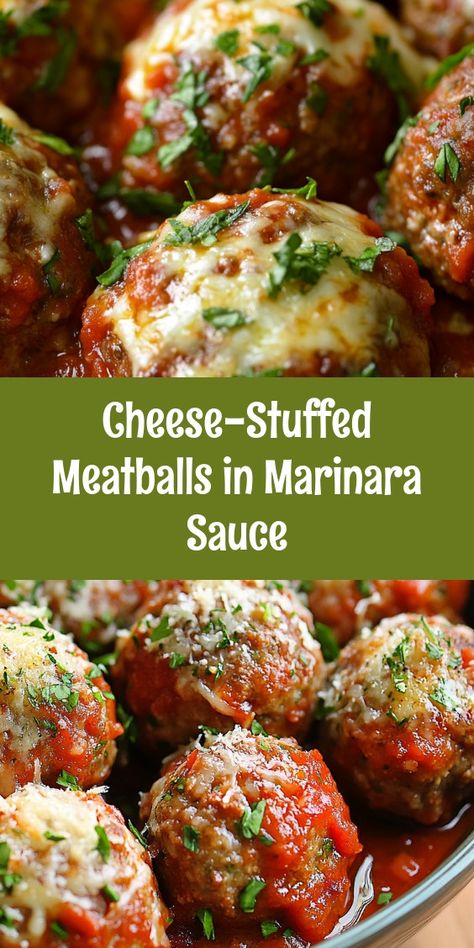 As I prepared the Cheese-Stuffed Meatballs in Marinara Sauce, memories flooded in—my partner's smile as he walked in after work, our kids eagerly waiting at the table, and the warmth of our kitchen, filled with laughter and love. It felt like home. Stuffed Meatball Recipes, Cheese Filled Meatballs, Meatballs In Marinara Sauce, Stuffed Meatballs, Cheese Stuffed Meatballs, Cheesy Garlic Bread, Sub Sandwiches, Pasta Primavera, Sunday Recipes