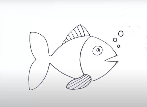 *FI*Fish Drawing & Sketches For Kids Fish Drawing Sketches, Drawing Sketch For Kids, Drawing Goldfish, Fish Pencil Drawing, Sketches For Kids, Goldfish Drawing, X Ray Fish, Fish For Kids, Animal Sketches Easy