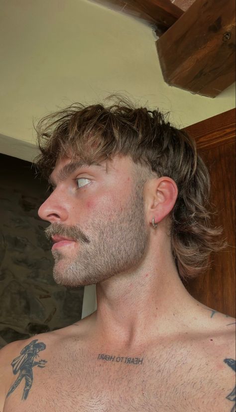 Mullet And Moustache, Men Hairstyle Mullet, Mullet Moustache, Types Of Mullets, Men’s Mullet, Mullet Hairstyle Mens, Mullet Men, Men Mullet, Mullet Man