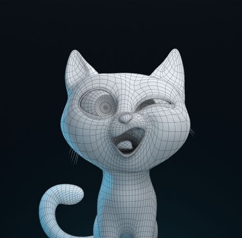 "Cartoon cat character" by Ermek Abykesh Cat Stylized, Stylized Sculpt, Cat Character Design, Cat Outline, Disney Princess Tattoo, Cat 3d, Rhino 3d, Disney Cats, Organic Art