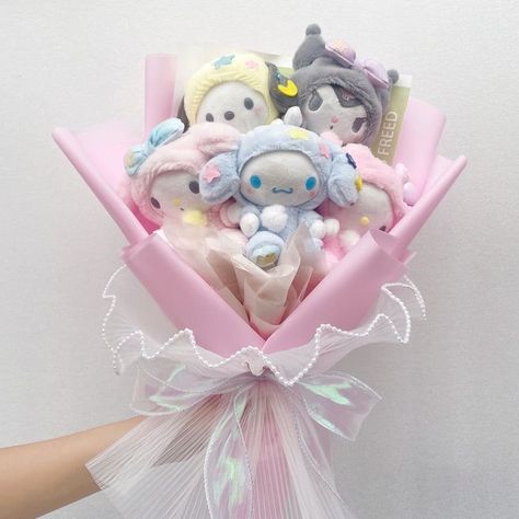 Sanrio Plush Bouquet, Cinnamoroll Bouquet, Valentine Sanrio, My Melody Toy, Sanrio Gifts, Valentines Day Gifts For Girlfriend, Plush Bouquet, Doll Bouquet, Cute My Melody