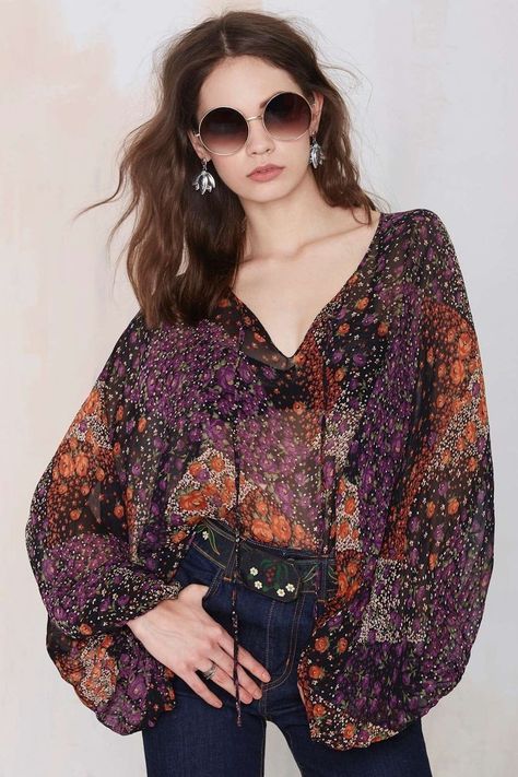 Chiffon Clothes, Look Hippie Chic, Estilo Hippie Chic, Blouse Chiffon, Moda Hippie, Mode Hippie, Estilo Hippie, Boho Fashion Bohemian, Mode Boho