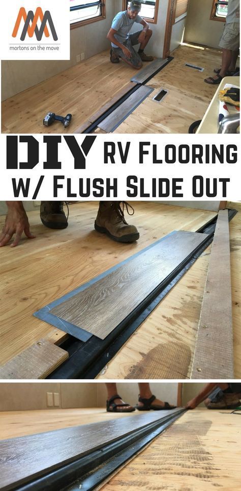 DIY RV Reflooring with a Flush Slide Out. Replaced our carpet and linoleum for Allure Vinyl Plank in our fifthwheel RV. It was so time for some new RV Flooring! Rv Flooring, Camper Flooring, Motorhome Remodel, Rv Redo, Camper Trailer Remodel, Wallpaper Luxury, Rv Repair, Travel Trailer Camping, Diy Camper Remodel