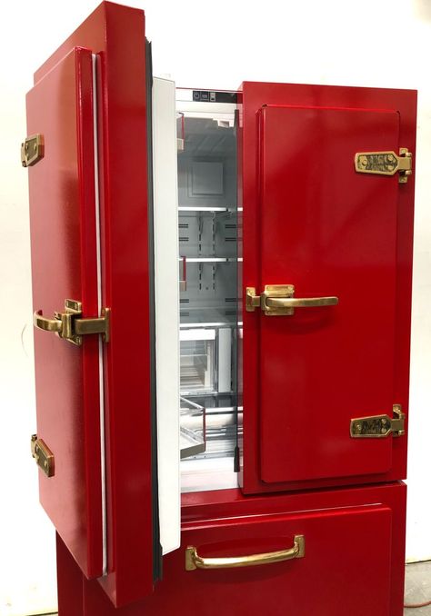 Colored Fridge Kitchen, Large Retro Refrigerator, Vintage Refrigerator Kitchen, Retro Appliances Vintage Inspired, Big Chill Appliances Dream Kitchens, Retro Refrigerator Kitchen, Red Fridge Kitchen, Retro Fridge Kitchen, Beautiful Refrigerator