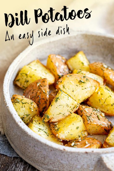 Dill Red Potatoes, Red Potatoes With Dill, Dill Potatoes Roasted, Dill Seasoning, Cheap Side Dishes, Potato Packets, Fried Potatoes Recipe, Steak Grilled, Dill Potatoes