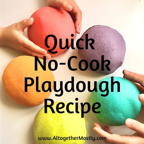 Ready for a quick no-cook playdough recipe? You’ll be inspired by how easy this recipe is to make. It calls for just 4 ingredients (5 if you count water as an ingredient) and you do not have to cook it on the stove, just add boiled water. I don’t know about you, but I cringe […] The post How to make a quick no-cook playdough recipe appeared first on Altogether Mostly. Make Playdough Easy, No Cook Playdoh, 2 Ingredient Playdough, Cook Playdough Recipe, Soft Playdough Recipe, No Cook Playdough, Best Homemade Playdough Recipe, Easy Play Dough, Make Playdough