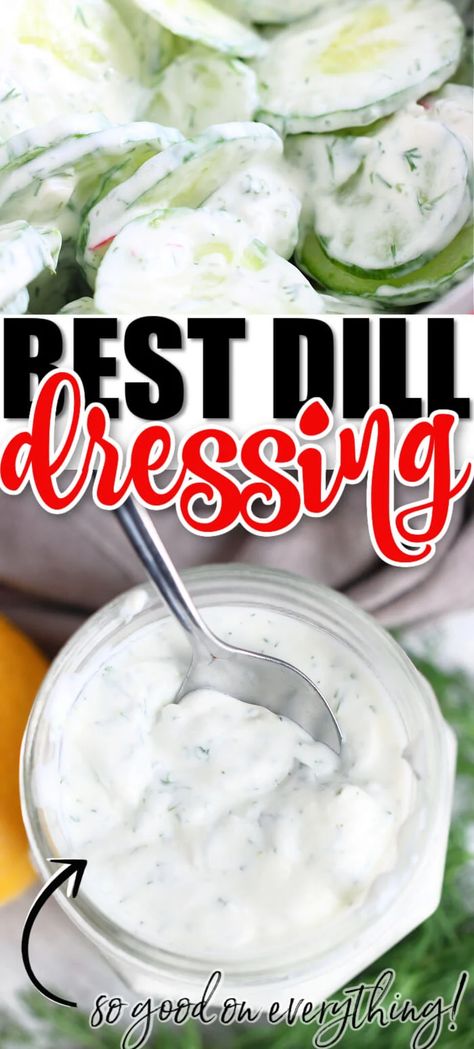 HOMEMADE DILL DRESSING Dill Salad Dressing Recipe, Yogurt Dill Dressing, Dill Sauce Recipe, Creamy Dill Dressing, Dill Dip Recipes, Dill Cream Sauce, Yogurt Dill Sauce, Dill Sauce For Salmon, Best Sauce Recipe