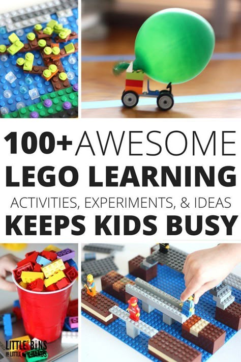 Awesome LEGO learning activities and ideas for kids that includes math, science, literacy, fine motor, art, and STEM with free printable activities too. Also pick up your copy of the Unofficial Guide to Learning with LEGO! Lego Learning Activities, Lego Easter Eggs, Lego Balloons, Lego Learning, Lego Easter, Lego Camp, Learning Activities For Kids, Motor Art, Lego Books