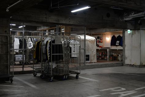 Concept Store In An Underground Parking Garage — Pop-Up City Underground Store, Hiroshi Fujiwara, Underground Parking, Underwater City, Parking Garage, Retail Space, Pop Up Stores, Pop Up Store, Retail Design