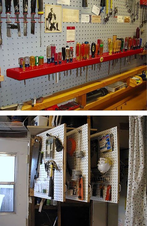 Organizing Your Workshop with Peg Board Tool Bench Organization, Tool Organization Diy, Diy Projects Garage, Pegboard Storage, Garage Workshop Organization, Shaker Pegs, Essential Woodworking Tools, Tool Room, Tool Storage Diy