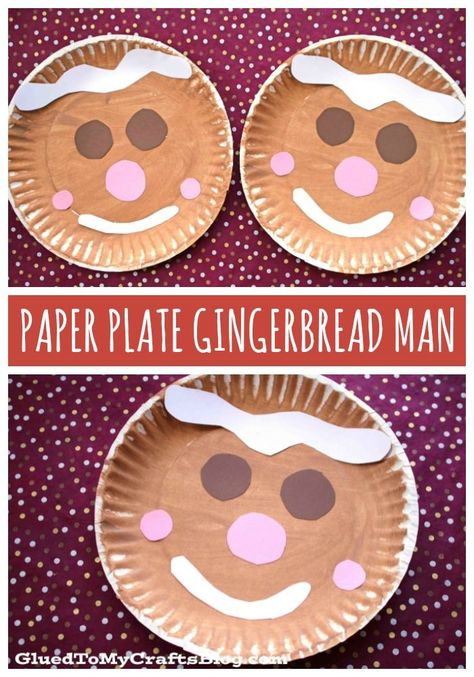 #gluedtomycrafts Christmas Paper Plate Gingerbread Man - Kid Craft Idea Ginger Bread Man Activities Preschool, Christmas Activities For Preschoolers Classroom, Gingerbread Paper Plate Craft, Paper Plate Gingerbread Man, Gingerbread Plate Craft, Fall Crafts With Paper Plates, Ginger Bread Man Crafts Preschool, Gingerbread Man Toddler Crafts, Ginger Bread Art For Toddlers