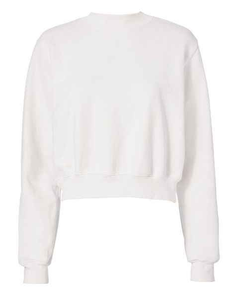 Cotton Citizen The Milan Cropped White Sweatshirt White Sweatshirt Outfit, White Cropped Sweatshirt, Metallic Crop Top, White Crewneck Sweatshirt, Cotton Citizen, Cropped Crewneck, Corset Style Tops, Cotton Crop Top, White Crew Neck