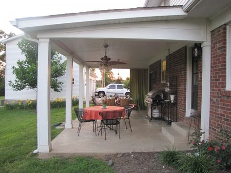 Covered patio ~ Love This Covered Patio Ideas, Covered Patio Design, Outdoor Curtains For Patio, Outdoor Covered Patio, Concrete Patios, Patio Privacy, Patio Curtains, Apartment Patio, Backyard Porch