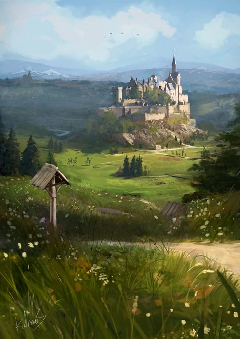 the castle on the hill  , Mateusz Michalski on ArtStation at https://www.artstation.com/artwork/NzwA1 Castle On The Hill, Jaime Lannister, Castle Art, Location Inspiration, Landscape Designs, Fantasy City, Fantasy Castle, Arya Stark, Fantasy Setting