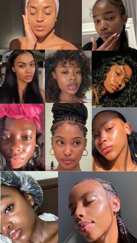 Clear Skin Vision Board, Skin Vision Board, Face Skin Routine, Glowing Black Skin, Light Brown Skin Tone, Light Brown Skin, Pretty Dark Skin, Olive Skin Tone, Black Skin Care