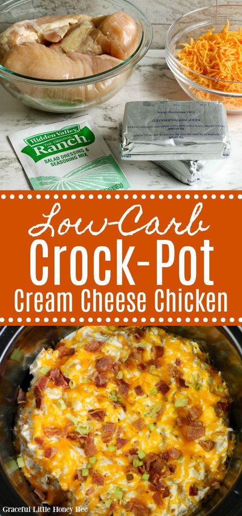 Slow Cooker Cream Cheese Chicken, Chicken With Bacon, Chicken Breast Crockpot Recipes, Crockpot Chicken Breast, Low Carb Crock Pot Recipes, Keto Crockpot Recipes, Recipes Beef, Cheese Chicken, Cream Cheese Chicken